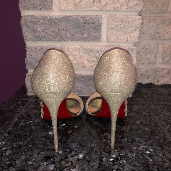 Christian Louboutin Metallic Norina 120 Glitter Sandal Heels - Picture 6 of 10